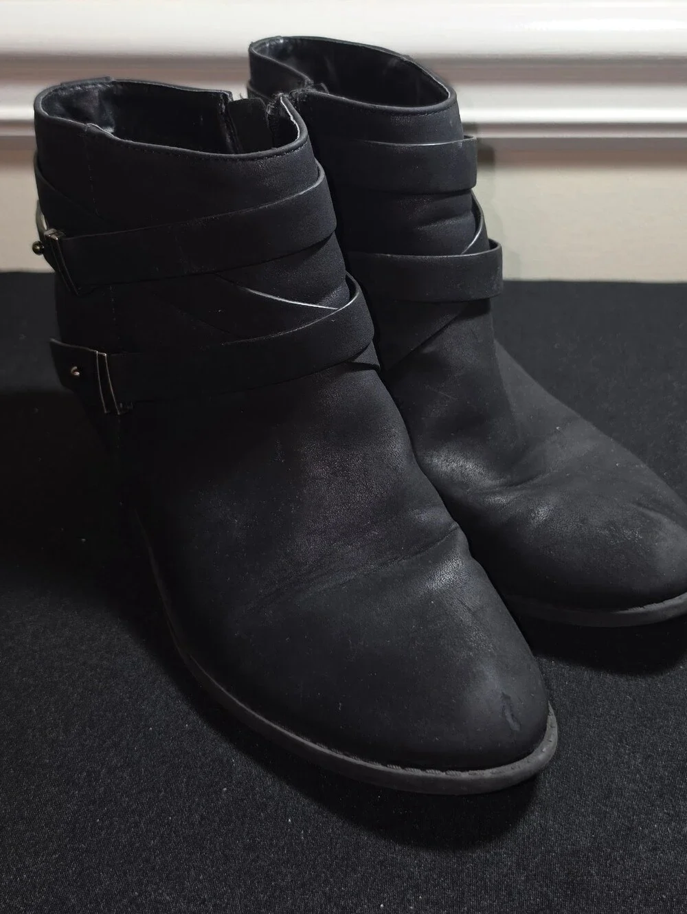Girls' Black Ankle Booties with Wrap Strap